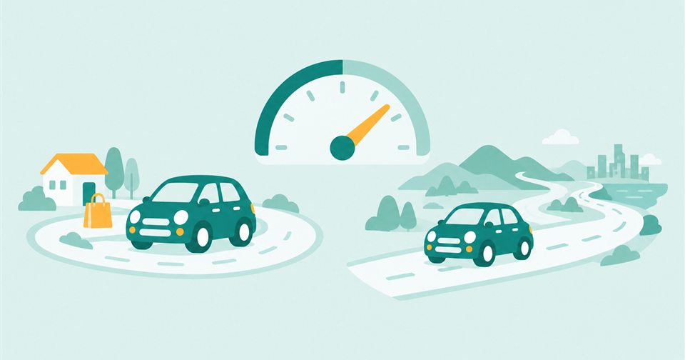 近所だけ走る車と遠くまで走る車、そのあいだに走る距離のメーター